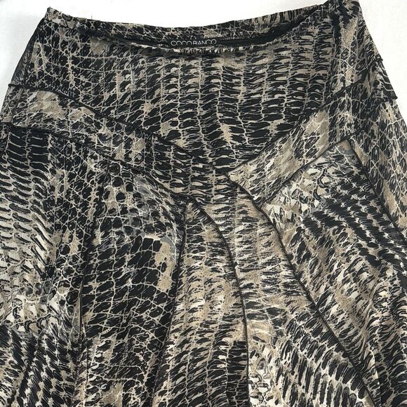 Coco Bianco Scarf Flow Maxi Skirt Black Gray Snake Print Semi Sheer - Picture 2 of 9
